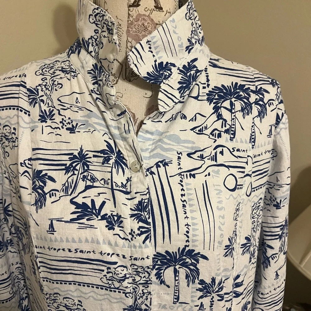 Calypso St. Barth Navy and White Floral dress - Picture 3 of 6